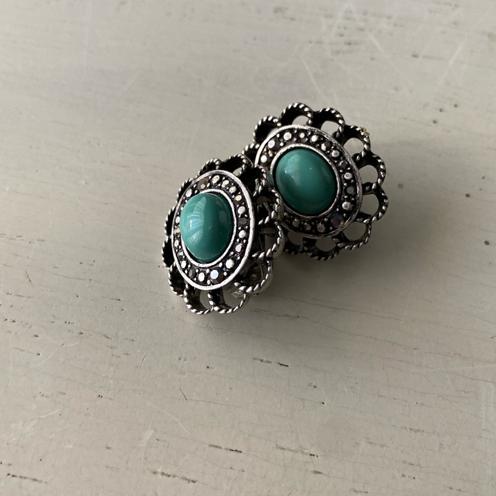 CLEARANCE [1928] Vintage Marcasite Western Boho Clip Earrings